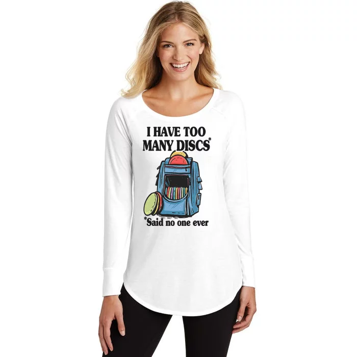 I Have Too Many Discs Disc Golf Backpack Funny Disc Golf Women's Perfect Tri Tunic Long Sleeve Shirt