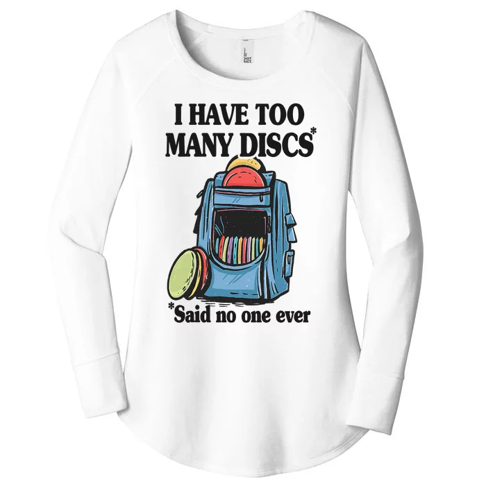 I Have Too Many Discs Disc Golf Backpack Funny Disc Golf Women's Perfect Tri Tunic Long Sleeve Shirt