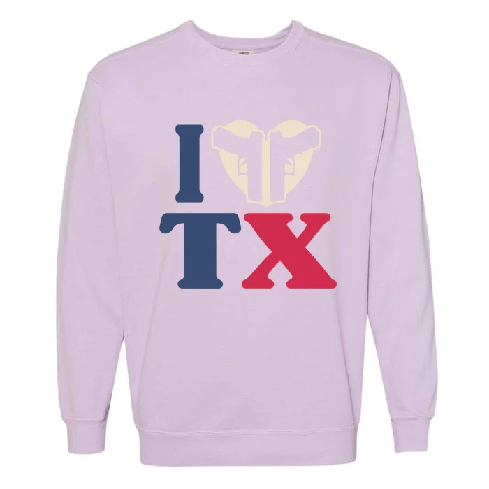 I Heart Texas Tx Love Pro Usa 2nd Adt Pro Gun Great Gift Garment-Dyed Sweatshirt