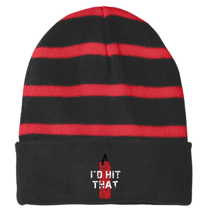 Id Hit That Funny Boxing Gift Idea For Striped Beanie with Solid Band