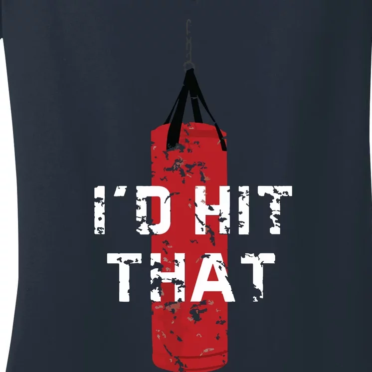 Id Hit That Funny Boxing Gift Idea For Women's V-Neck T-Shirt