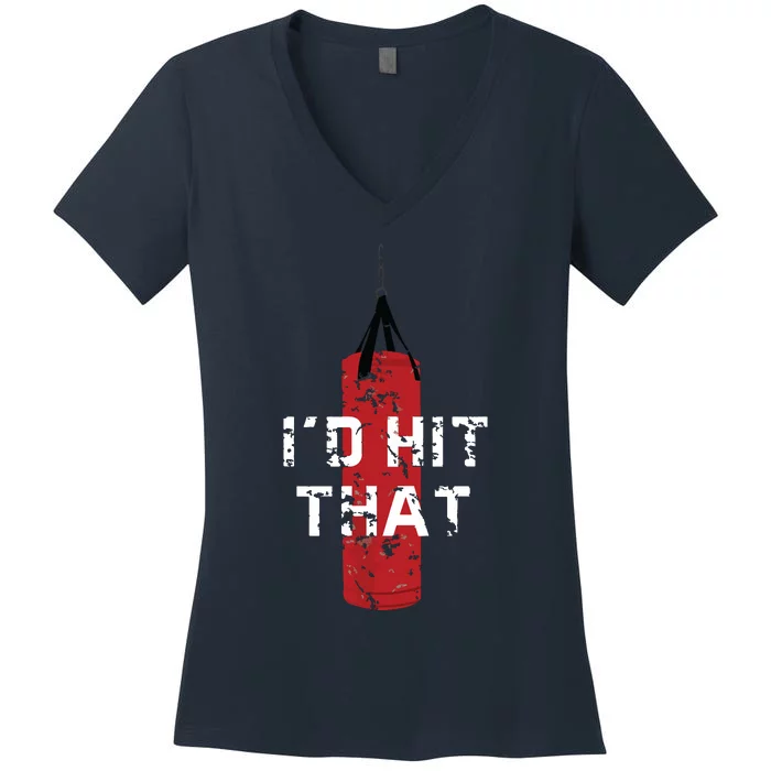 Id Hit That Funny Boxing Gift Idea For Women's V-Neck T-Shirt