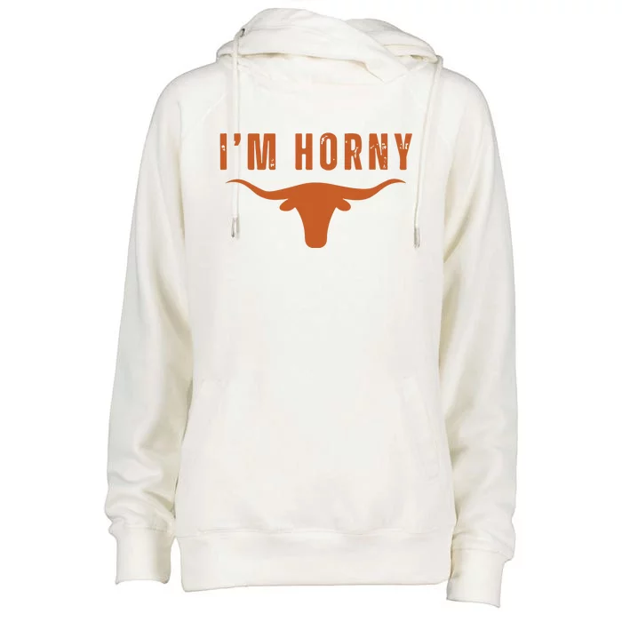 I’M Horny Texas Womens Funnel Neck Pullover Hood