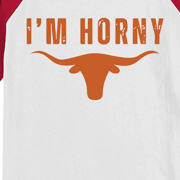 I’M Horny Texas Kids Colorblock Raglan Jersey