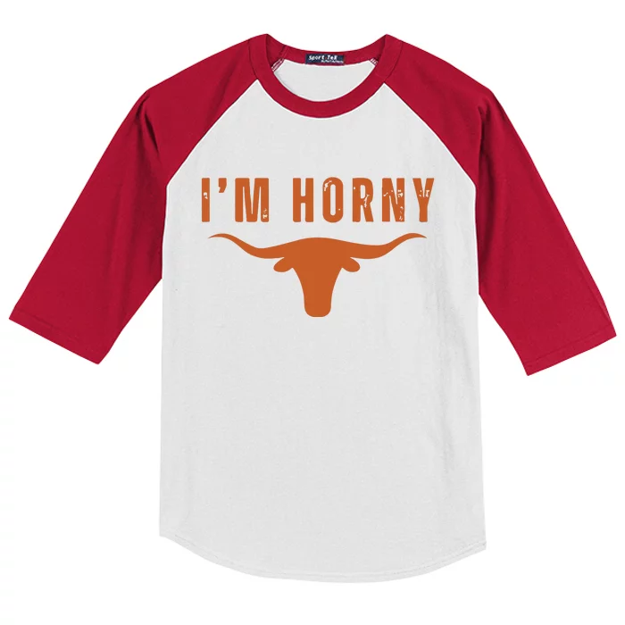 I’M Horny Texas Kids Colorblock Raglan Jersey