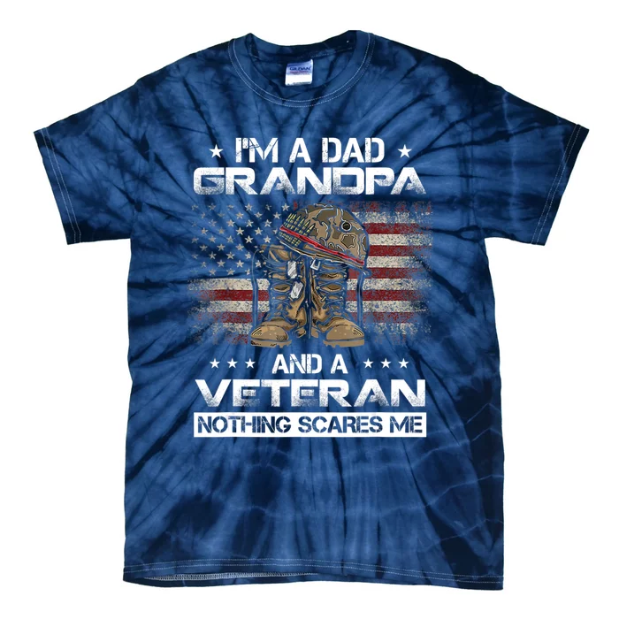 I have two titles Veteran and Grandpa Funny Proud US Army Tie-Dye T-Shirt