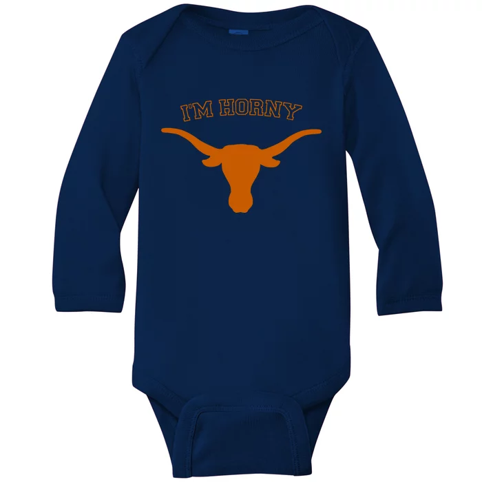 I’M Horny Texas Baby Long Sleeve Bodysuit