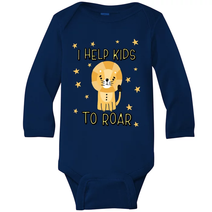 I Help To Rawr Great Gift Cute Slp Speech Therapist Gift Baby Long Sleeve Bodysuit