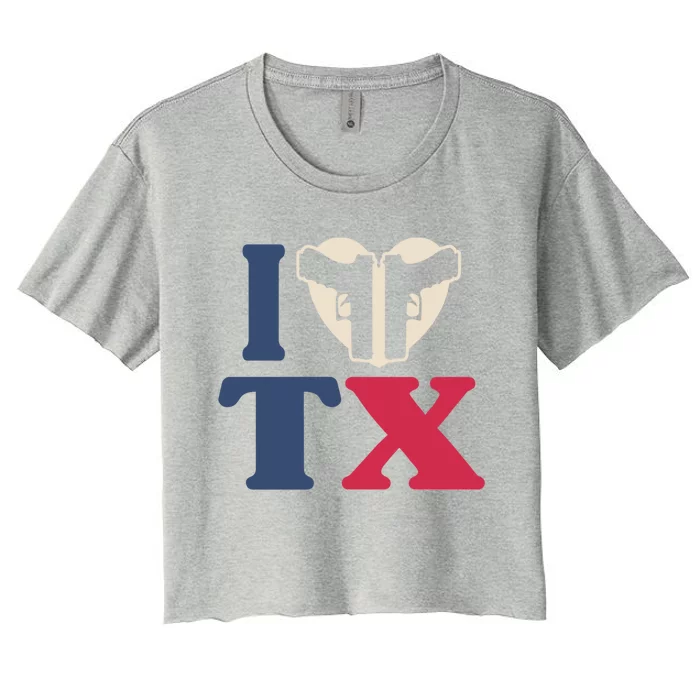 I Heart Texas Tx Love Pro Usa 2nd Adt Pro Gun Cute Gift Women's Crop Top Tee