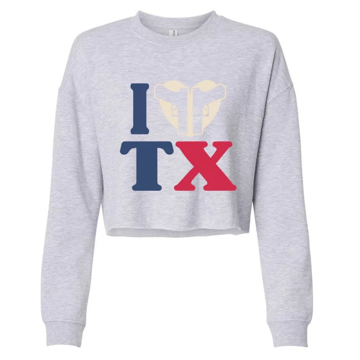 I Heart Texas Tx Love Pro Usa 2nd Adt Pro Gun Cute Gift Cropped Pullover Crew