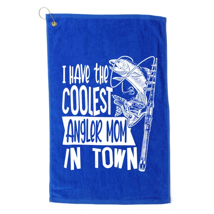 I Have The Coolest Angler Mom Fishing Fisher Mother Gift Platinum Collection Golf Towel