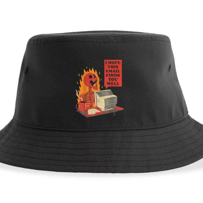 I Hope This Email Finds You Well Funny Skeleton Sustainable Bucket Hat