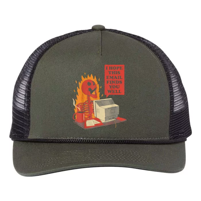 I Hope This Email Finds You Well Funny Skeleton Retro Rope Trucker Hat Cap