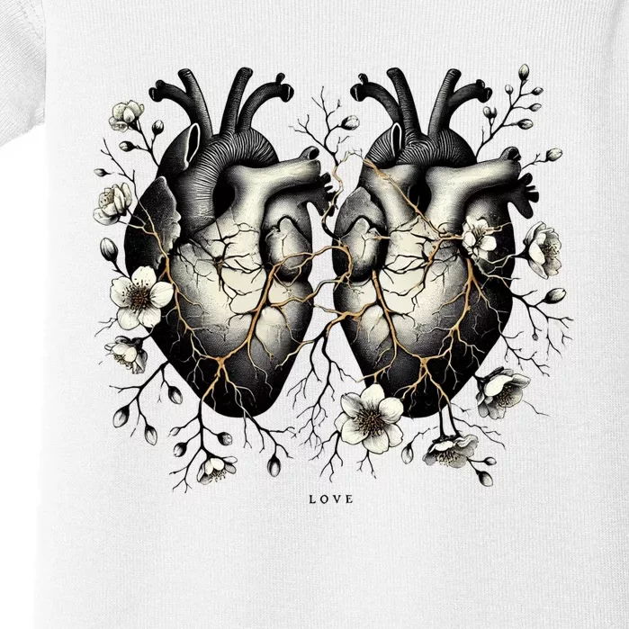 Intertwined Hearts: The Roots Of Love Symbol Of Eternal Connection Baby Bodysuit