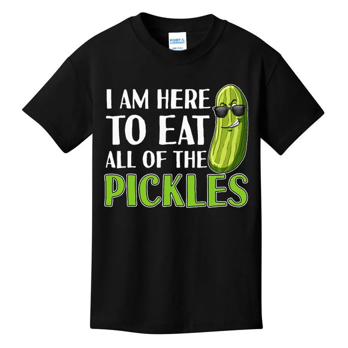 Im Here To Eat All Of The Pickles Funny Pickle Kids T-Shirt