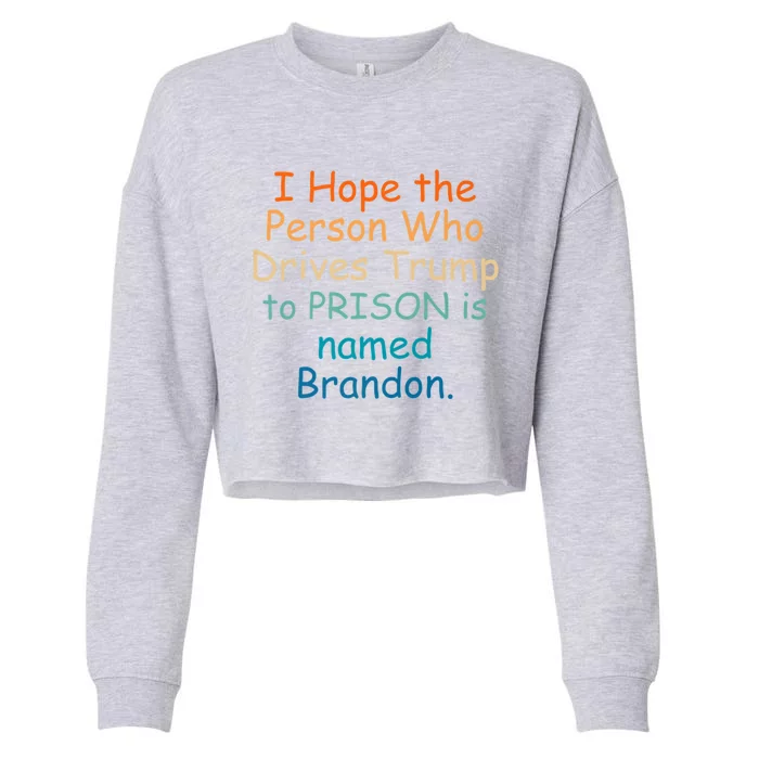 I Hope The Person Who Drives Trump To Prison Named Brandon Cropped Pullover Crew