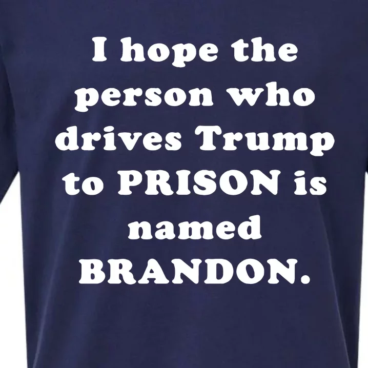 I Hope The Person Who Drives Trump To PRISON Is Named BRANDON Sueded Cloud Jersey T-Shirt