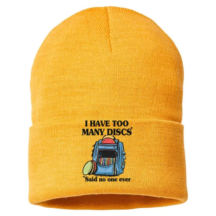 I Have Too Many Discs Disc Golf Backpack Funny Disc Golf Sustainable Knit Beanie