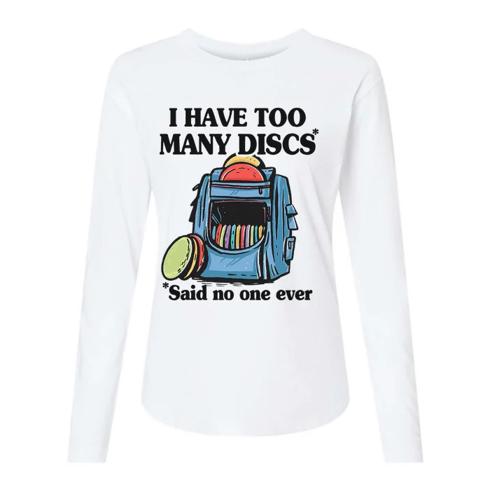 I Have Too Many Discs Disc Golf Backpack Funny Disc Golf Womens Cotton Relaxed Long Sleeve T-Shirt