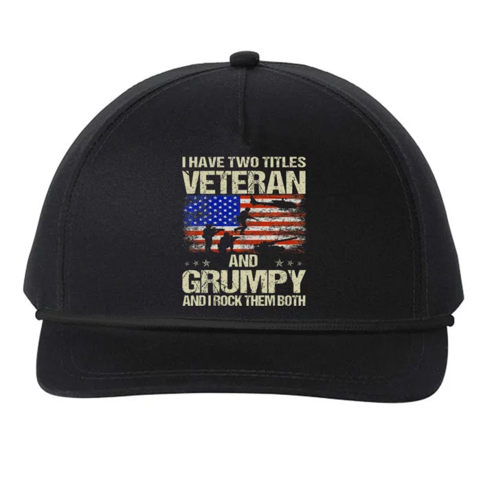 I Have Two Titles Veteran And Grumpy Father's Day Papa Gifts Snapback Five-Panel Rope Hat