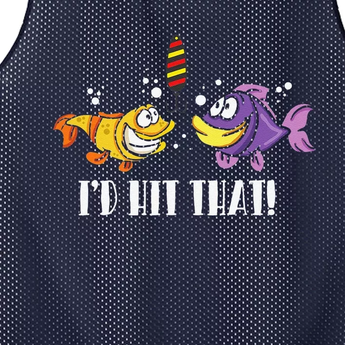 I'd Hit That Fishing Lure Funny Cartoon Graphic Gift Mesh Reversible Basketball Jersey Tank