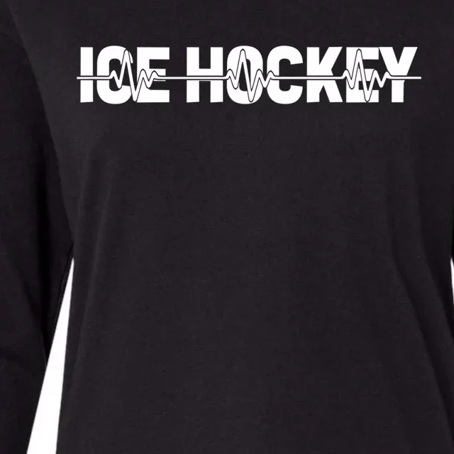 Ice Hockey Team Player Ekg Heartbeat Gift Womens Cotton Relaxed Long Sleeve T-Shirt