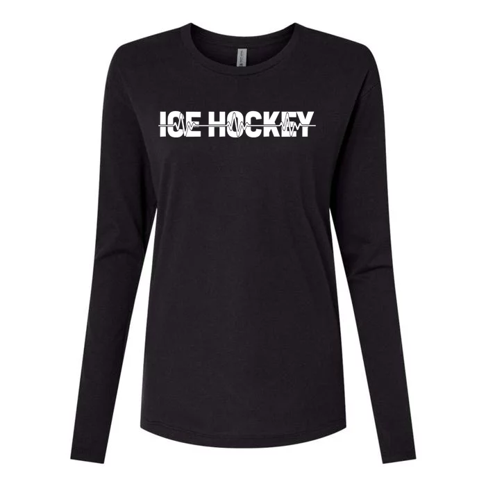 Ice Hockey Team Player Ekg Heartbeat Gift Womens Cotton Relaxed Long Sleeve T-Shirt