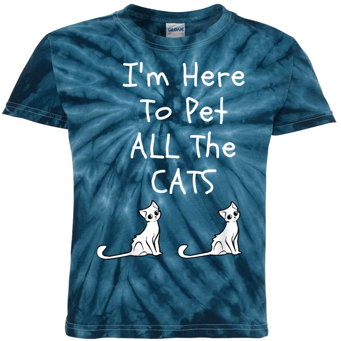 I'm Here To Pet All The Cats Kids Tie-Dye T-Shirt