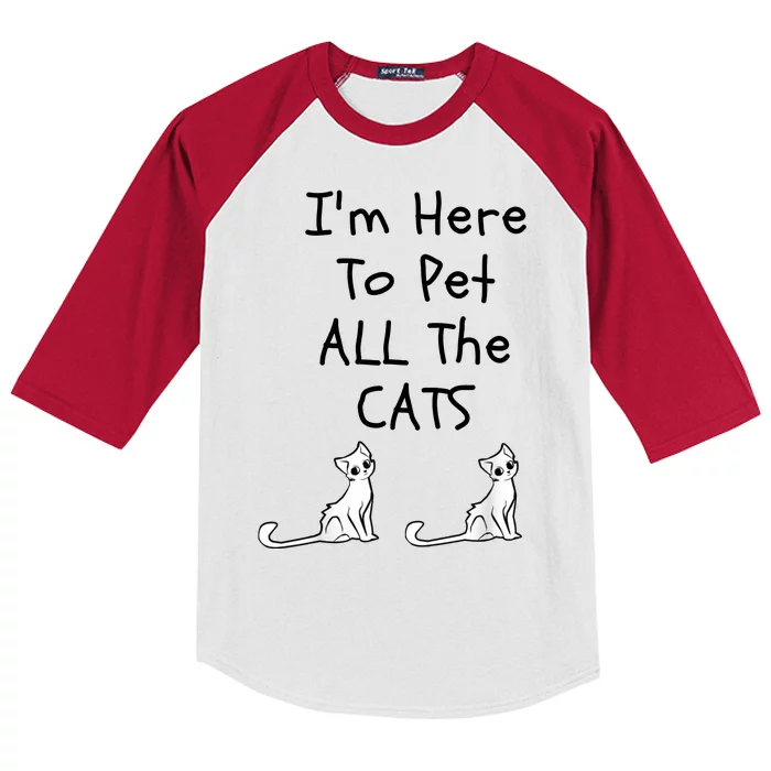 I'm Here To Pet All The Cats Kids Colorblock Raglan Jersey