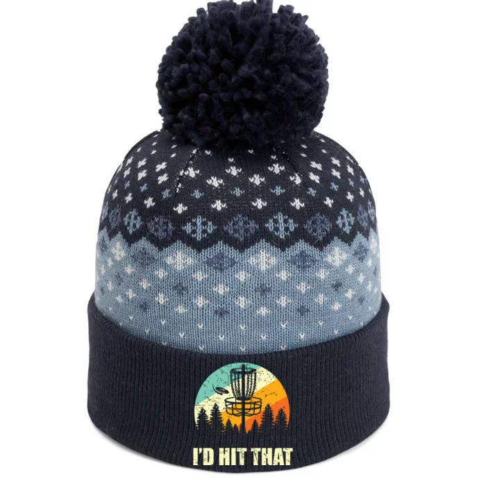 I'd Hit That Funny Disc Golf Vintage Frisbee Disc Sport The Baniff Cuffed Pom Beanie