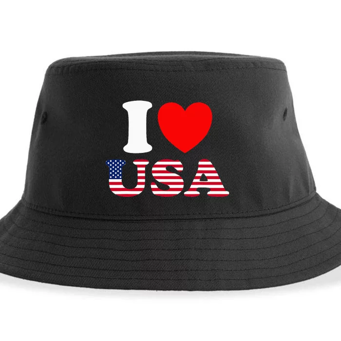 I Heart USA I Love USA Fun United States Of America Sustainable Bucket Hat