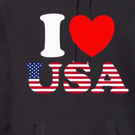 I Heart USA I Love USA Fun United States Of America Premium Hoodie