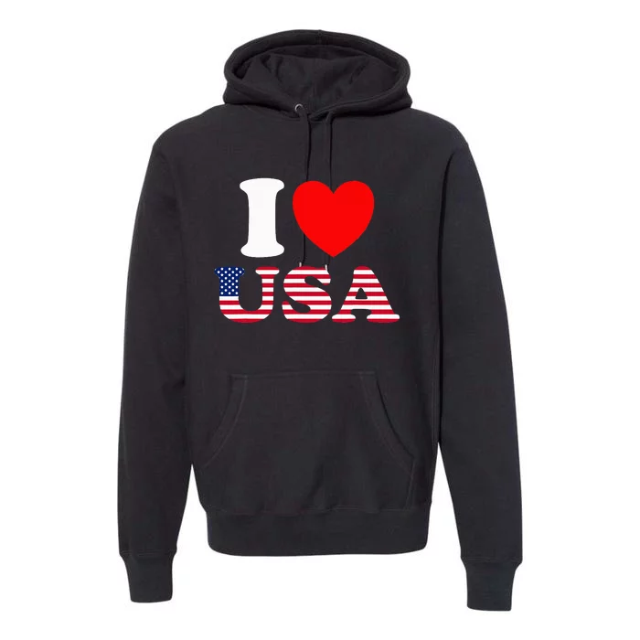 I Heart USA I Love USA Fun United States Of America Premium Hoodie