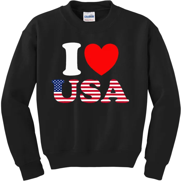 I Heart USA I Love USA Fun United States Of America Kids Sweatshirt