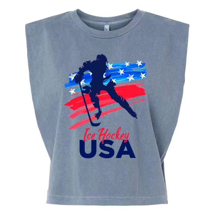 Ice Hockey USA Support The Team USA Flag Hockey Lover Garment-Dyed Women's Muscle Tee