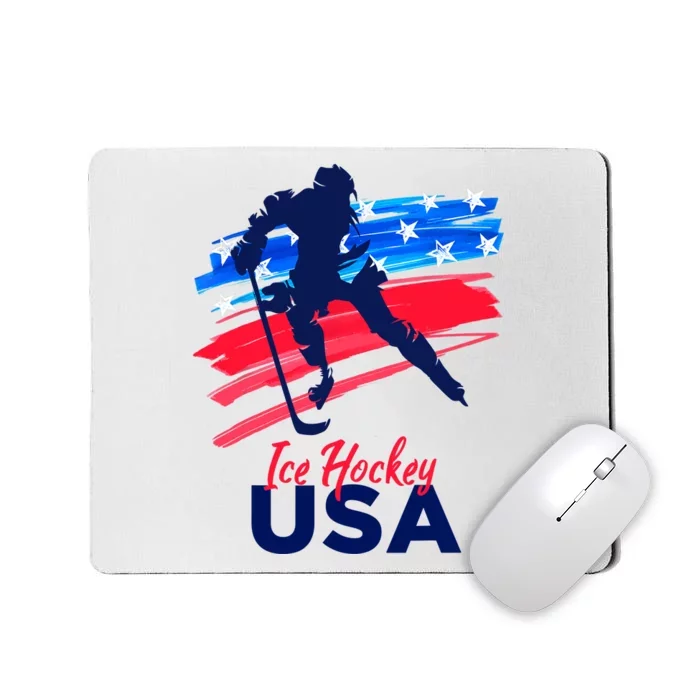 Ice Hockey USA Support The Team USA Flag Hockey Lover Mousepad