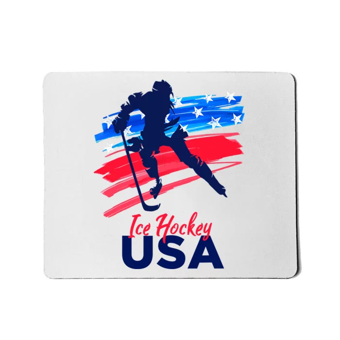 Ice Hockey USA Support The Team USA Flag Hockey Lover Mousepad