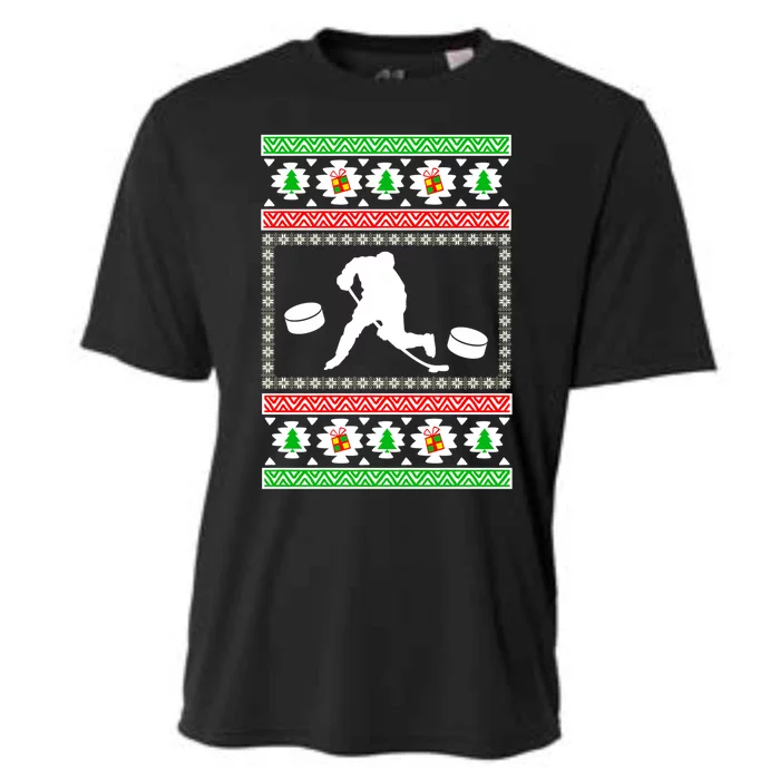 Ice Hockey Ugly Christmas Gift For Son Daughter Funny Gift Cooling Performance Crew T-Shirt