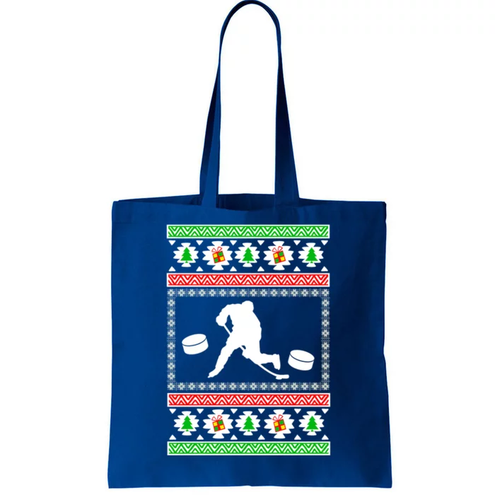 Ice Hockey Ugly Christmas Gift For Son Daughter Funny Gift Tote Bag