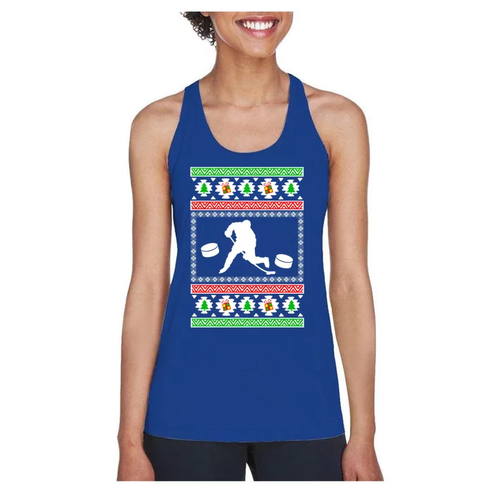 Ice Hockey Ugly Christmas Gift For Son Daughter Funny Gift Women's Racerback Tank