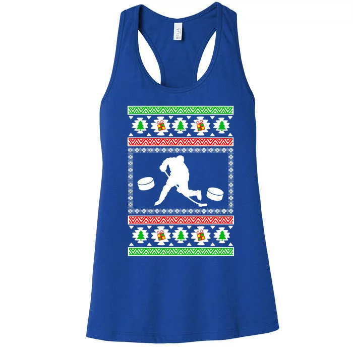 Ice Hockey Ugly Christmas Gift For Son Daughter Funny Gift Women's Racerback Tank