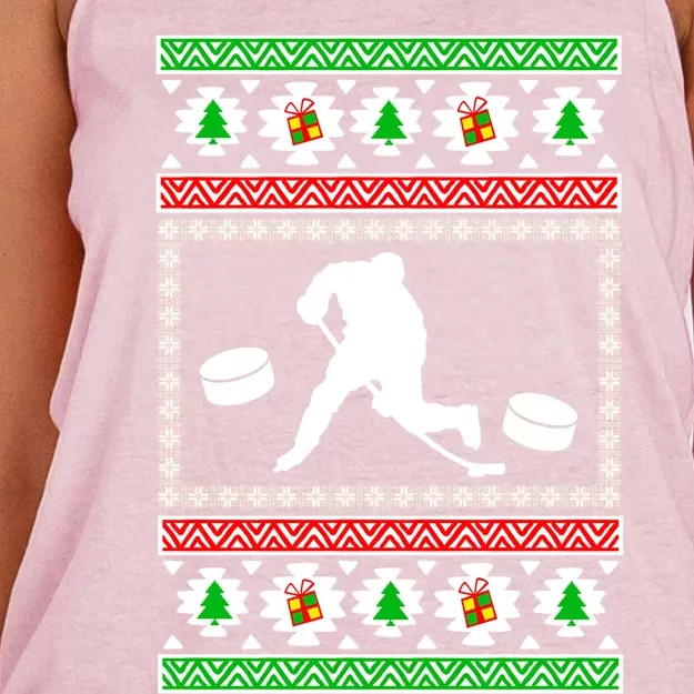 Ice Hockey Ugly Christmas Gift For Son Daughter Funny Gift Women's Knotted Racerback Tank