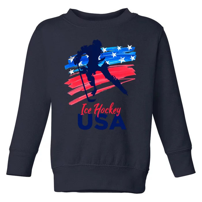 Ice Hockey Usa Support The Team Gift Usa Flag Hockey Lover Meaningful Gift Toddler Sweatshirt