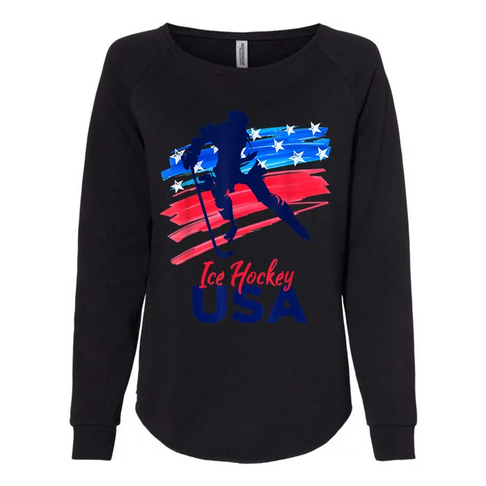 Ice Hockey USA Flag Hockey Lover Womens California Wash Sweatshirt