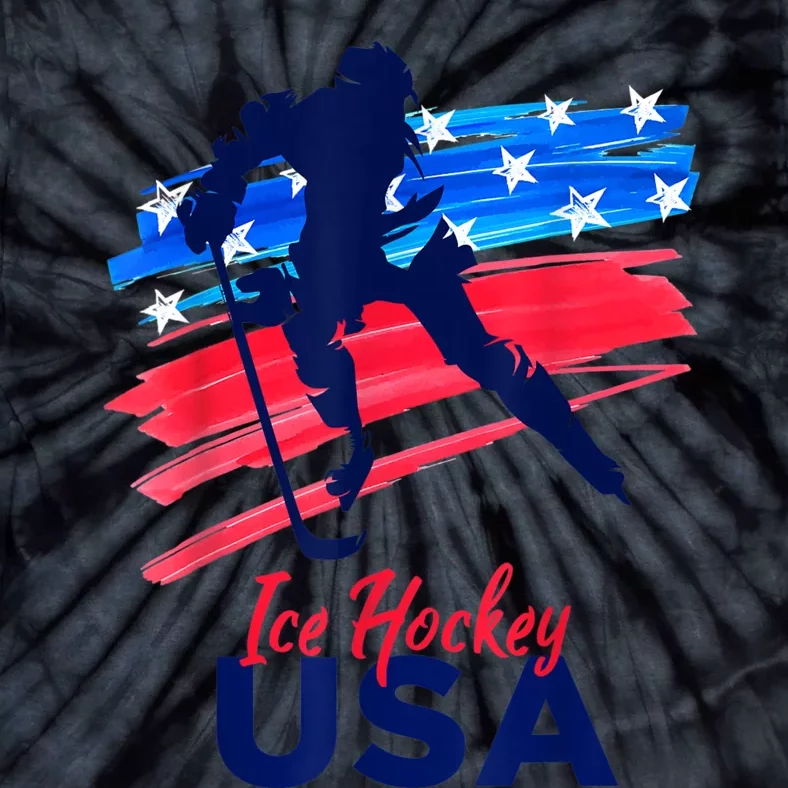 Ice Hockey USA Flag Hockey Lover Tie-Dye T-Shirt