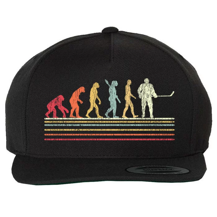 Ice Hockey Vintage Retro Evolution Gift Wool Snapback Cap