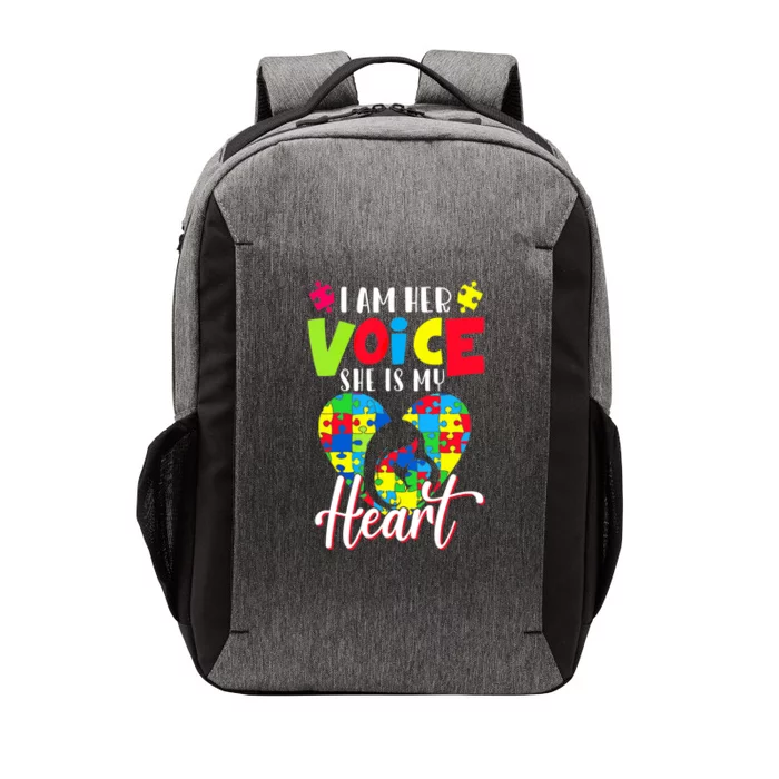 I'm Her Voice She Is My Heart Autism Mom Autism Aware Vector Backpack