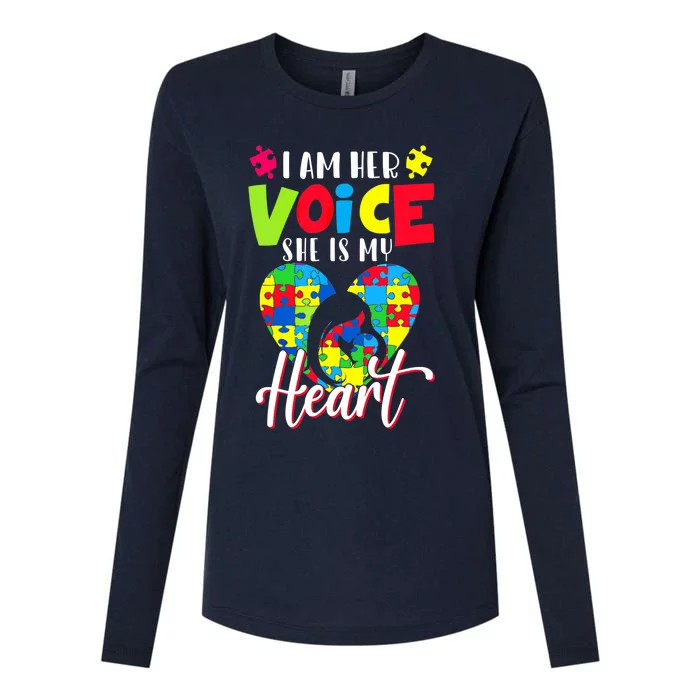 I'm Her Voice She Is My Heart Autism Mom Autism Aware Womens Cotton Relaxed Long Sleeve T-Shirt