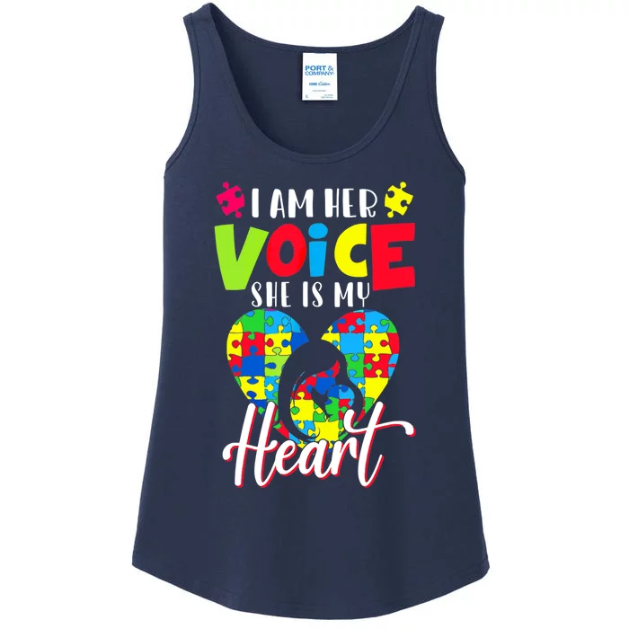 I'm Her Voice She Is My Heart Autism Mom Autism Aware Ladies Essential Tank