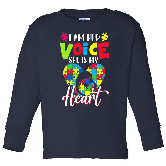 I'm Her Voice She Is My Heart Autism Mom Autism Aware Toddler Long Sleeve Shirt